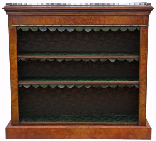 Inlaid Burr Walnut Bookcase Display Adjustable Shelves