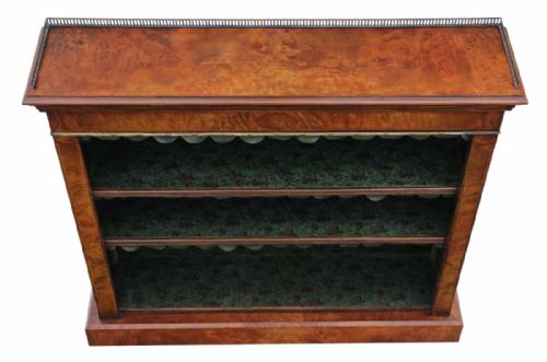 fig 1. Inlaid burr walnut bookcase display adjustable shelves