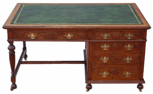 Victorian C1900 Oak Pedestal Partner's Desk