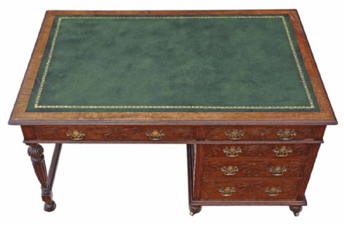 fig 1. Victorian C1900 oak pedestal partner's desk
