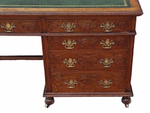 fig 2. Victorian C1900 oak pedestal partner's desk