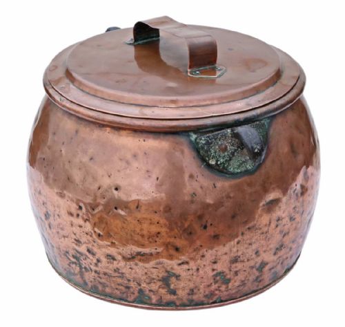 fig 1. Victorian copper cook pot pan planter