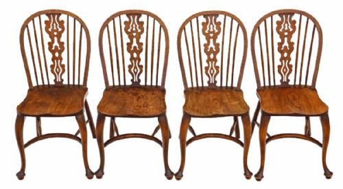 Set of 4 Ash and Elm C1910 Kitchen Dining Chairs Windsor