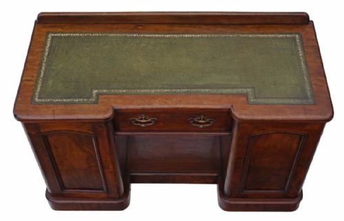 fig 1. Victorian burr walnut twin pedestal desk or writing table