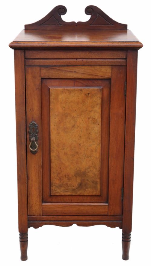 Victorian C1890 Walnut Bedside Table Cupboard Cabinet