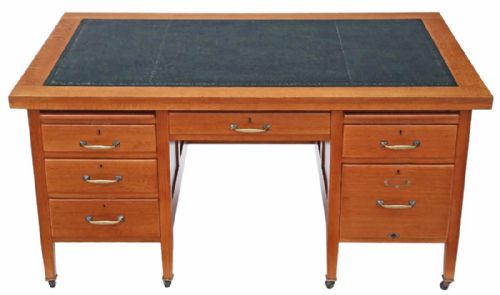 Large Oak Twin Pedestal Desk 5' X 3'