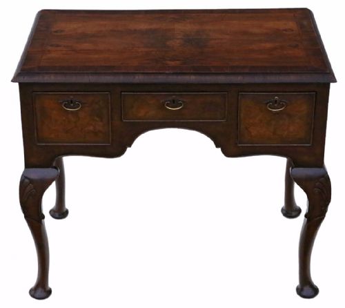 Burr Walnut Georgian Lowboy Table Desk Writing Side Lamp
