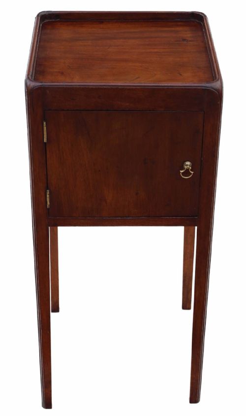 Georgian Mahogany Tray Top Bedside Cupboard Table Cabinet Pot