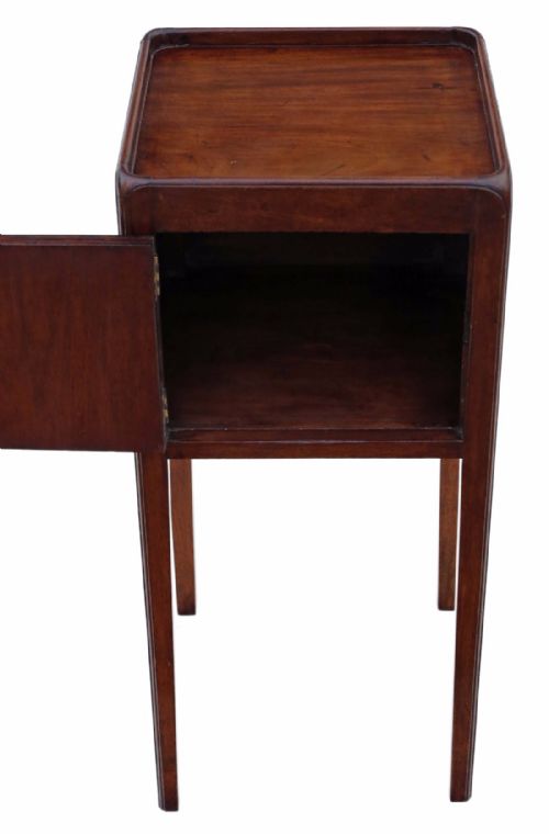 fig 1. Georgian mahogany tray top bedside cupboard table cabinet pot