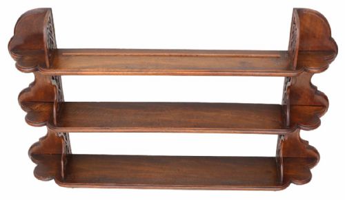 Victorian Elm/walnut Wall Mounted Bookcase Display Shelves