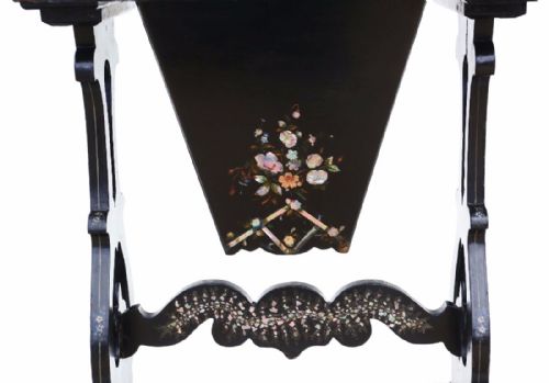 fig 1. 19th Century decorated work side sewing table box