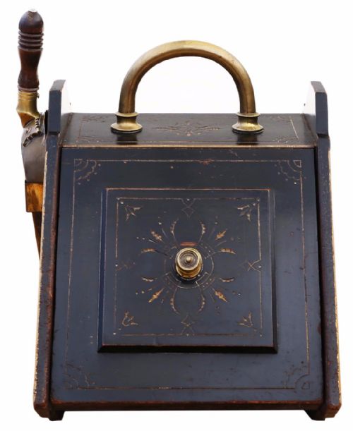 Victorian Aesthetic Ebonised Brass Coal Scuttle Box Purdonium