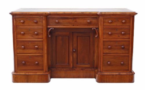 fig 1. Victorian yew twin pedestal desk or writing table