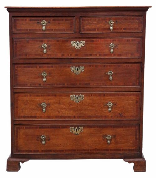 Georgian Oak with Mahogany Crossbanding Chest of Drawers