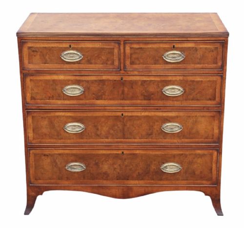 fig 1. Georgian burr walnut crossbanded chest of drawers