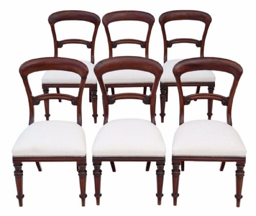 Set of 6 Victorian Mahogany Balloon Dining Chairs