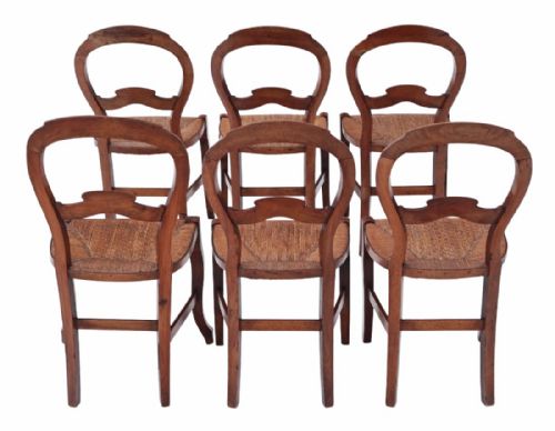 fig 1. Set of 6 fruitwood 19th Century kitchen dining chairs