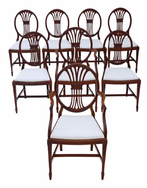 Set of 8 (6+2) Mahogany Dining Chairs