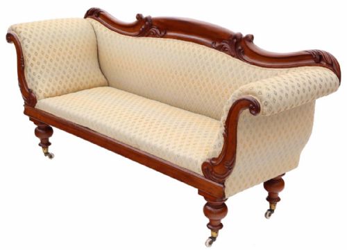 William IV Scroll Arm Sofa Chaise Longue Mahogany