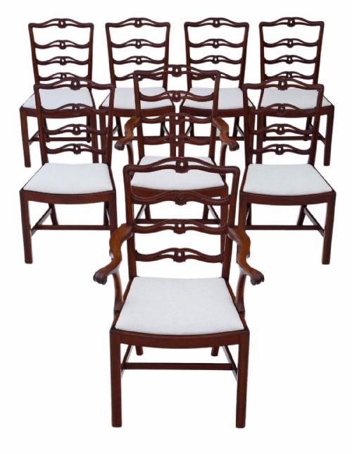 Set of 8 (6+2) Mahogany Dining Chairs