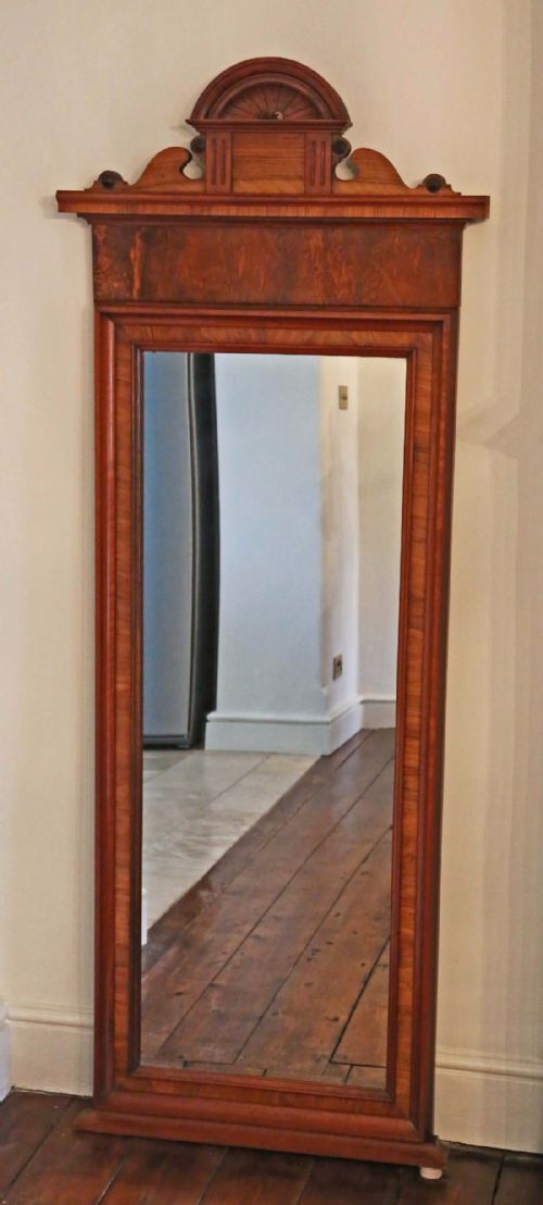fig 1. Victorian walnut tall wall, floor or pier mirror