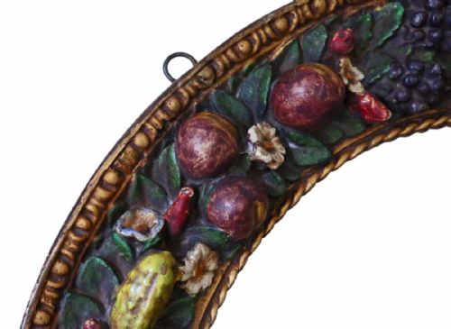 fig 1. Pair of 19th Century circular wall mirrors Italian still life relief
