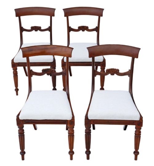 Set of 4 William IV Rosewood Bar Back Dining Chairs