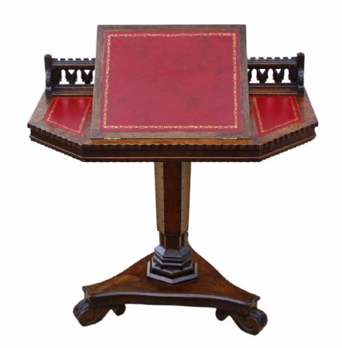 fig 1. Victorian Gothic oak writing table desk