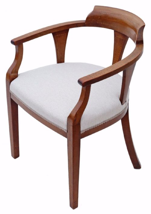 Edwardian Inlaid Mahogany Corner Tub Arm Chair