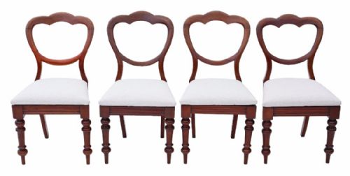 Set of 4 Victorian Balloon Back Mahogany Dining Chairs