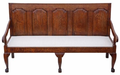 Georgian Gothic Oak Settle Bench