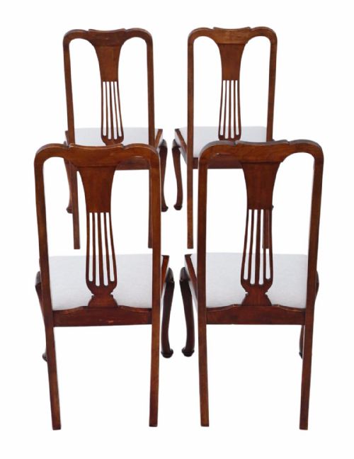 fig 1. Set of 4 inlaid red walnut high back dining chairs