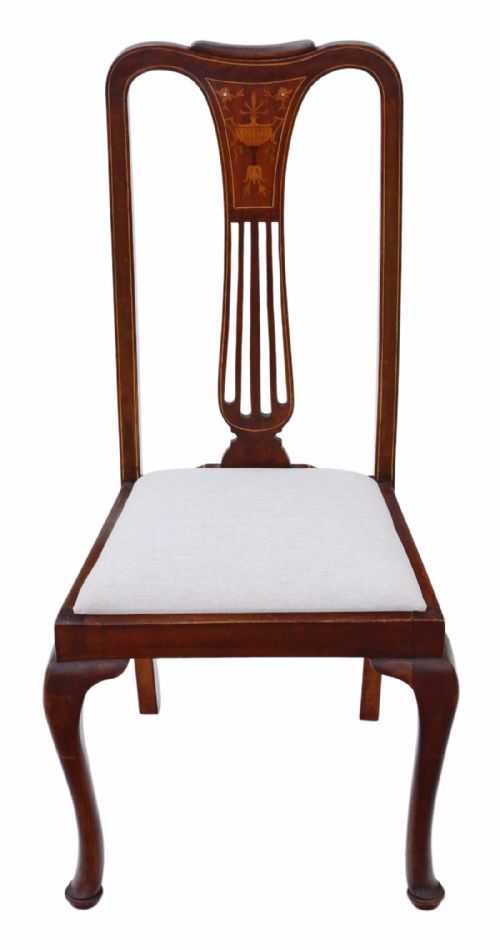 fig 2. Set of 4 inlaid red walnut high back dining chairs