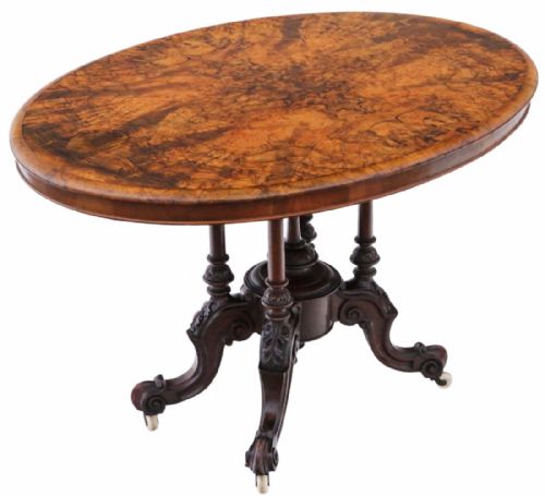 Victorian Burr Walnut Oval Breakfast Loo Table Tilt Top
