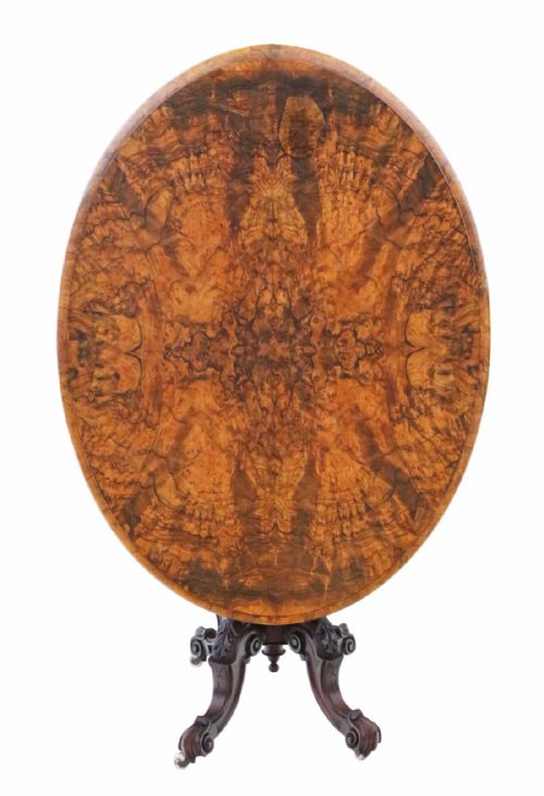 fig 1. Victorian burr walnut oval breakfast loo table tilt top