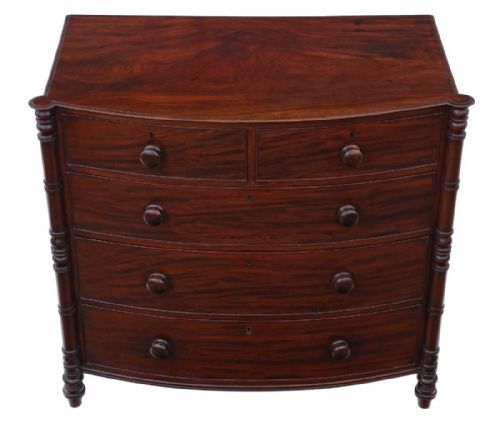 fig 1. Georgian mahogany bow front chest of drawers