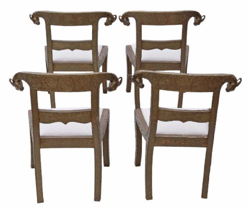 fig 1. Set of 4 C1900 brass Anglo Indian dining chairs