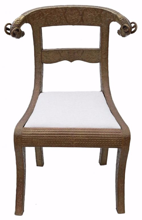 fig 2. Set of 4 C1900 brass Anglo Indian dining chairs