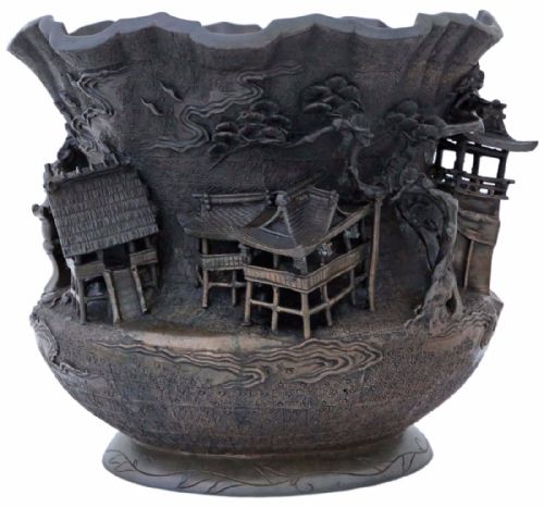 Oriental Bronze Bowl Shaped Planter