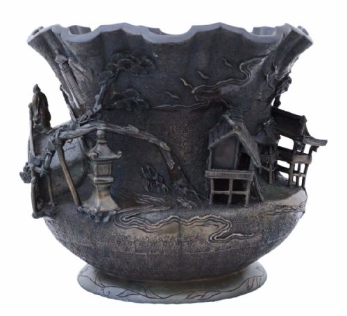 fig 1. Oriental bronze bowl shaped planter