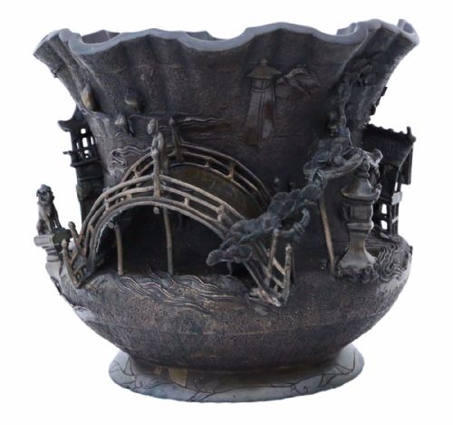 fig 2. Oriental bronze bowl shaped planter