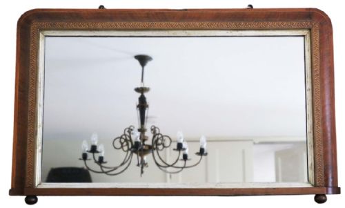 Victorian Parquetry Wall Mirror Overmantle