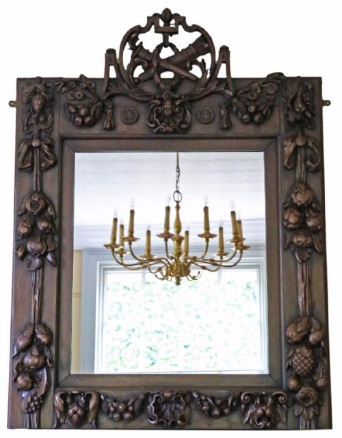 Victorian Carved Walnut Wall Mirror Overmantle