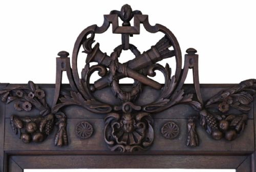 fig 1. Victorian carved walnut wall mirror overmantle