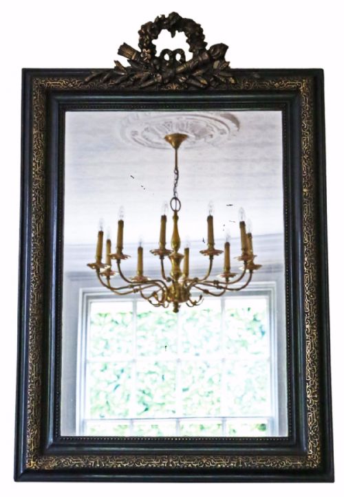Victorian Ebonized Gilt Wall Mirror Overmantle