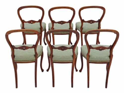 fig 1. Set of 6 Victorian walnut balloon back dining chairs