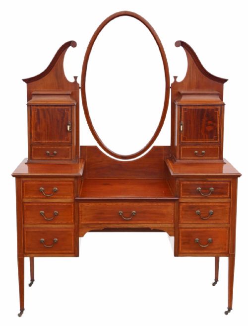 Large Edwardian Inlaid Mahogany Dressing Table