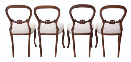 fig 1. Set of 4 Victorian balloon back walnut dining chairs
