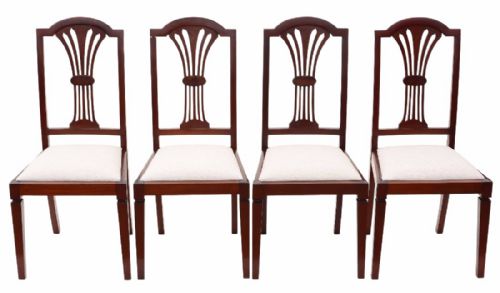 Set of 4 Edwardian Mahogany High Back Dining Chairs