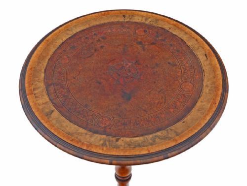 fig 1. 19th Century walnut and leather wine table